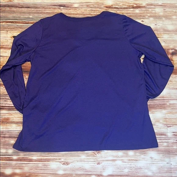 One Nike T-Shirt Dri-Fit Women's Purple V-Neck Long Sleeve Top - Picture 2 of 4